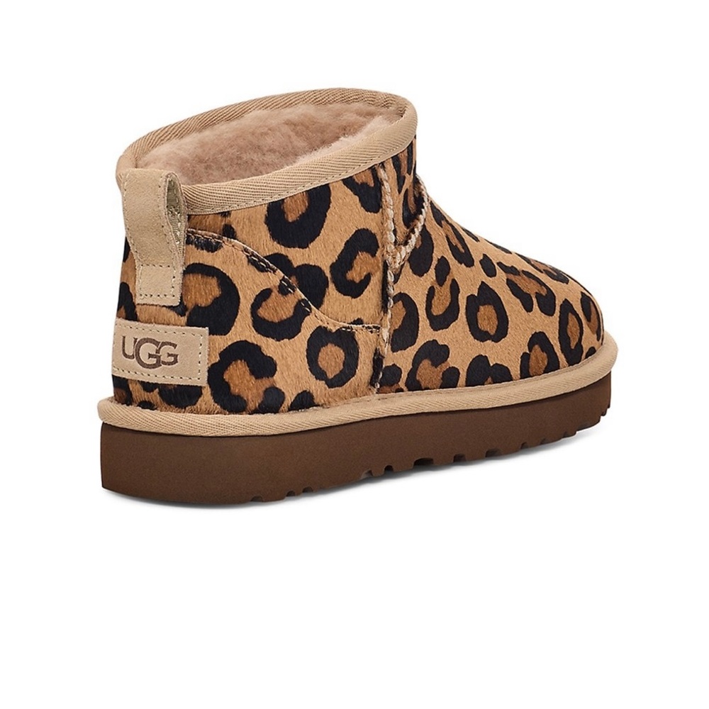 UGG Classic Ultra Mini Leopard-Print Calf Hair Boots